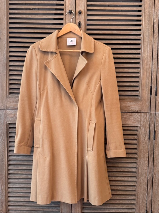 CAbi Jackets & Blazers - CAbi Camel Single-Button Tailored Ponte Trench Coat